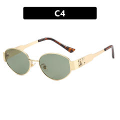 Vintage oval shape metal frame sunglasses