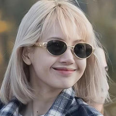 Vintage oval shape metal frame sunglasses
