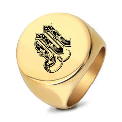 22mm initial letter signet rings stainless steel rings for men