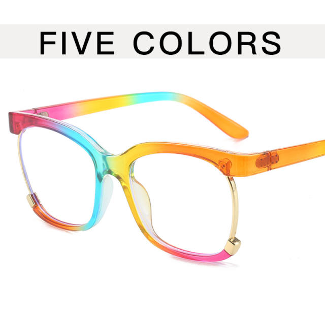 INS half frame rainbow color reading glasses for women