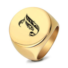 22mm initial letter signet rings stainless steel rings for men