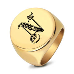 22mm initial letter signet rings stainless steel rings for men