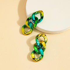 Chunky green color acrylic chain earrings