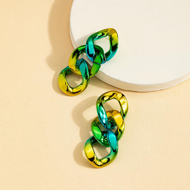 Chunky green color acrylic chain earrings
