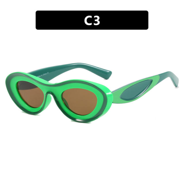 Personality colorful oval shape sunglasses