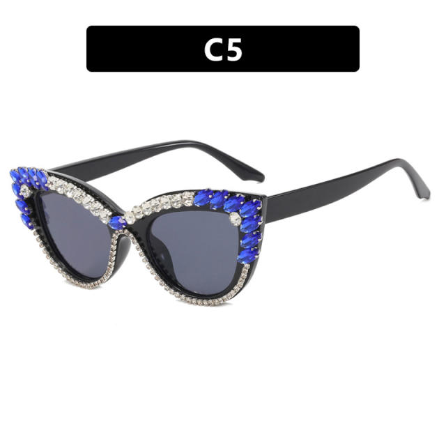 Luxury diamond cat eye shape sunglasses for women