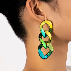 Chunky green color acrylic chain earrings