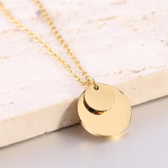 Concise easy match coin pendant dainty stainless steel necklace