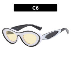 Personality colorful oval shape sunglasses