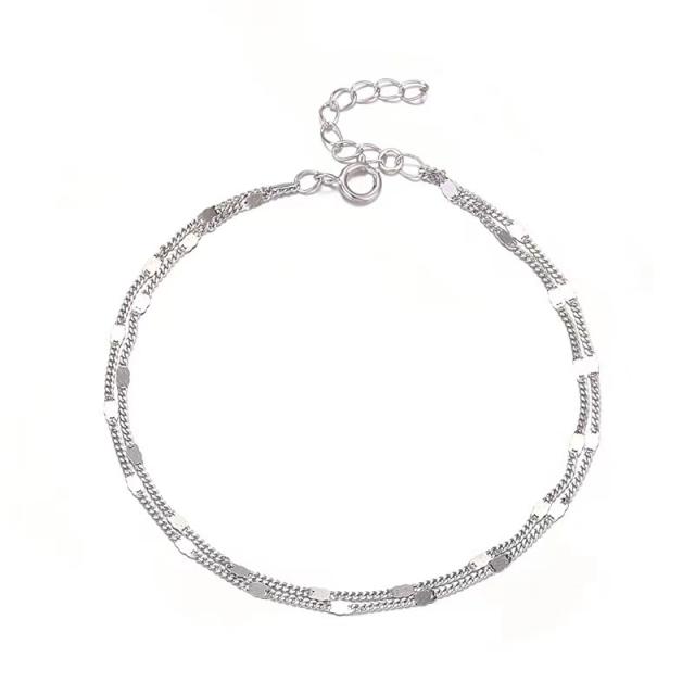 Simple easy match two layer stainless steel chain bracelet