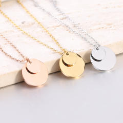 Concise easy match coin pendant dainty stainless steel necklace