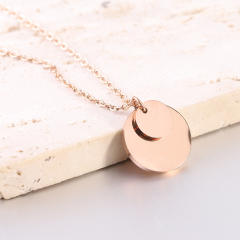 Concise easy match coin pendant dainty stainless steel necklace