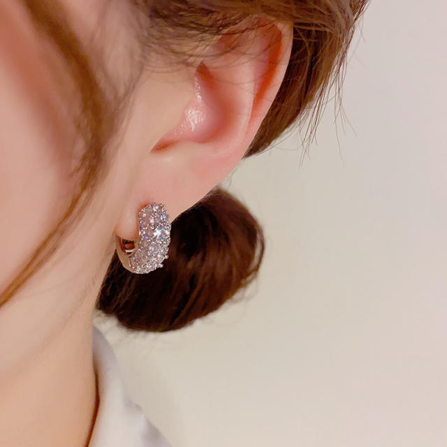 Delicate diamond small hoop earrings copper huggie earrings