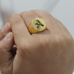 22mm initial letter signet rings stainless steel rings for men