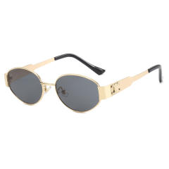 Vintage oval shape metal frame sunglasses