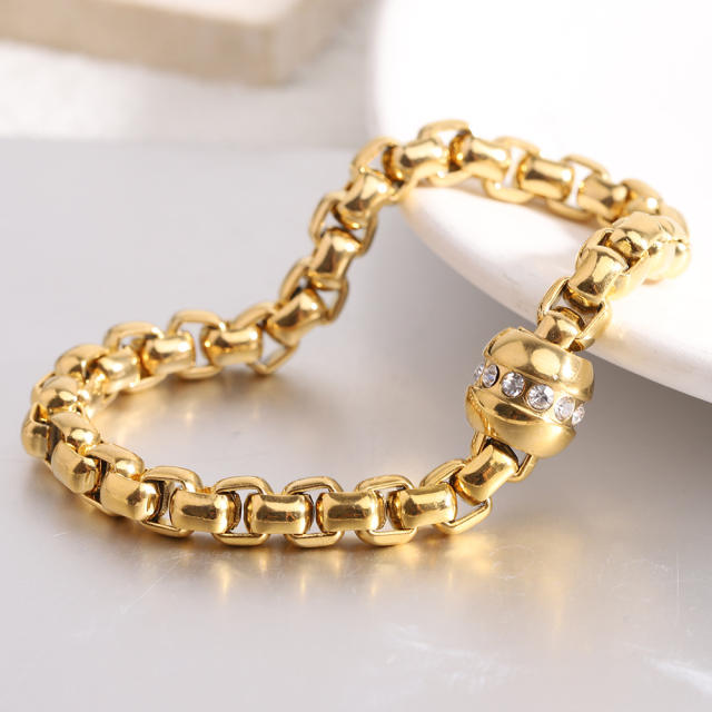 Hiphop chunky stainless steel ball bead chain bracelet for men
