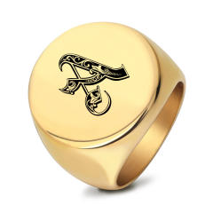 22mm initial letter signet rings stainless steel rings for men