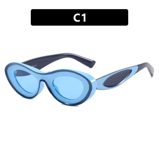Personality colorful oval shape sunglasses