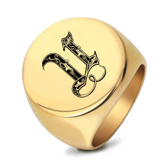 22mm initial letter signet rings stainless steel rings for men