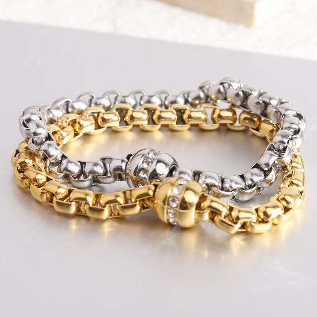 Hiphop chunky stainless steel ball bead chain bracelet for men