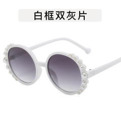 Vintage round shape pearl bead sunglasses for kids