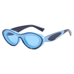 Personality colorful oval shape sunglasses