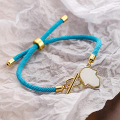 Concise easy match heart colorful rope bracelet