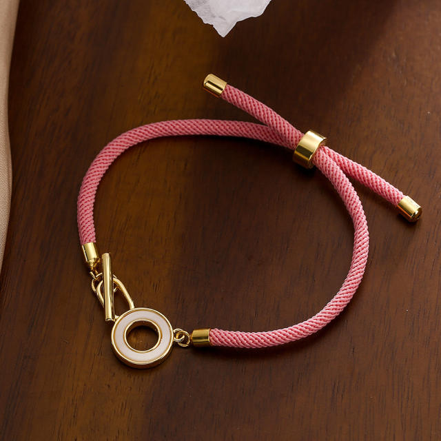 Concise easy match heart colorful rope bracelet