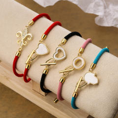 Concise easy match heart colorful rope bracelet