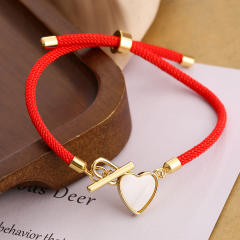 Concise easy match heart colorful rope bracelet