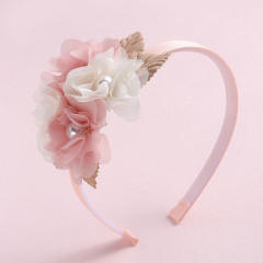 INS sweet pink color fabric flower headband