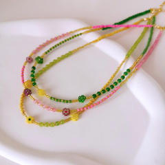 Y2K fresh color tiny bead choker necklace