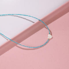 Y2K light blue color beaded choker necklace