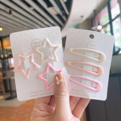 Sweet pink color snap hair clips set for kids