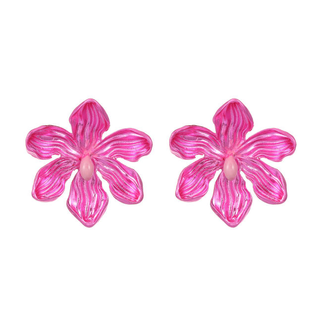 Chunky bloom flower petal colorful earrings for women