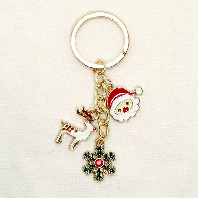 Color enamel snowflake christmas gift keychain