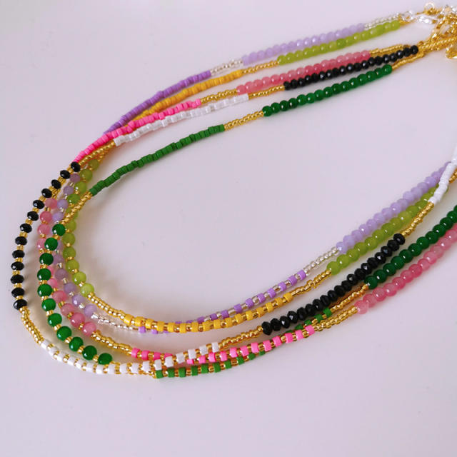 Y2K ins trend colorful bead choker necklace