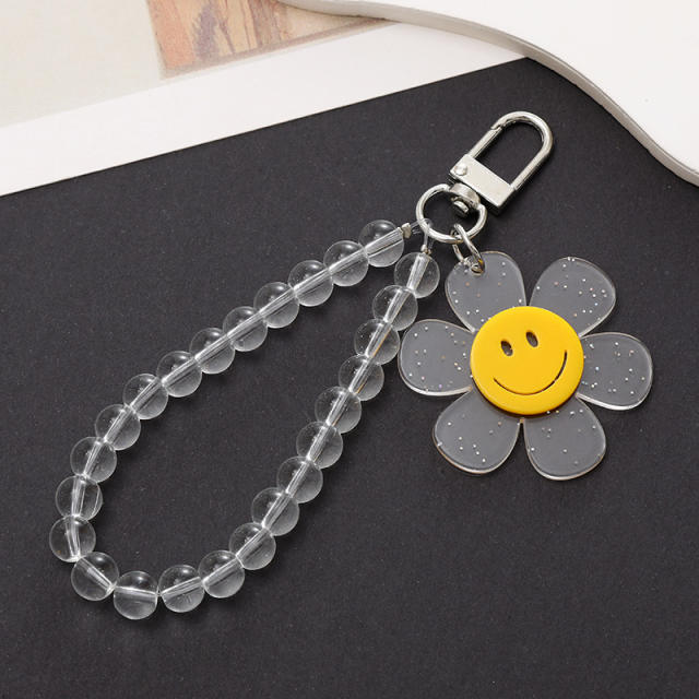 Sweet acrylic bead cute bear heart keychain bag accessory