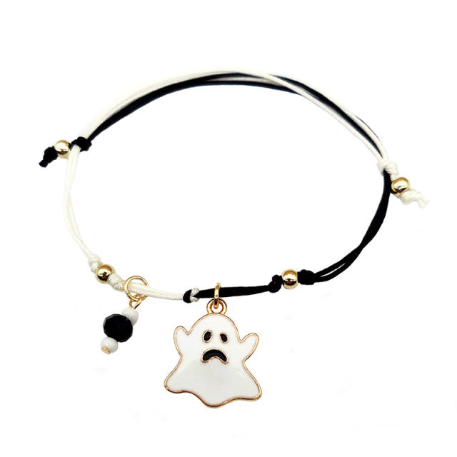 Halloween skull pumpkin charm string bracelet