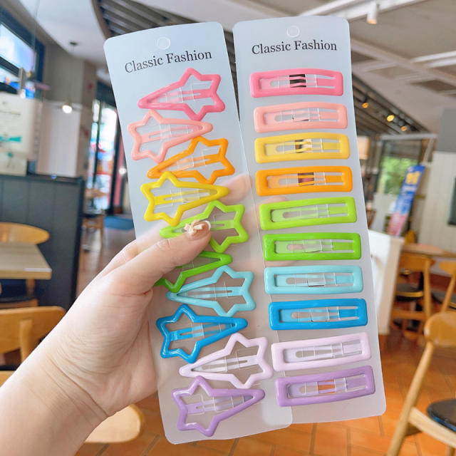 Korean fashion plain color snap hair clips set for kids