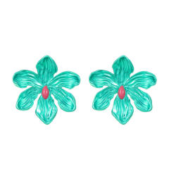 Chunky bloom flower petal colorful earrings for women
