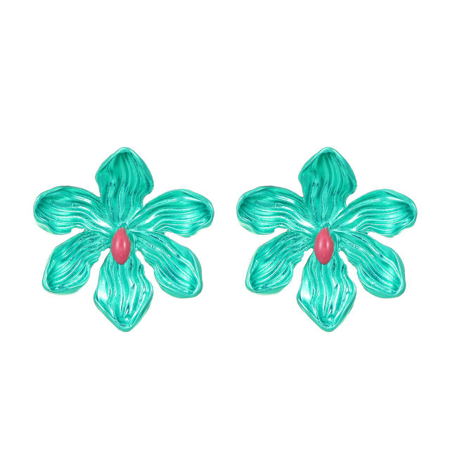 Chunky bloom flower petal colorful earrings for women