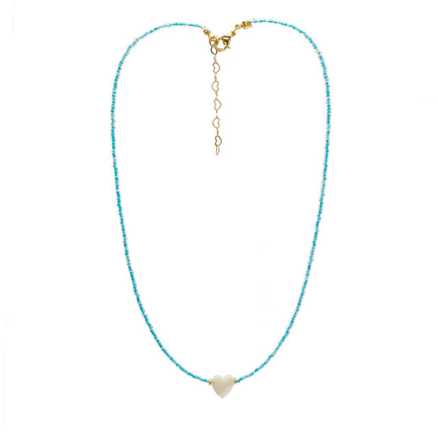 Y2K light blue color beaded choker necklace
