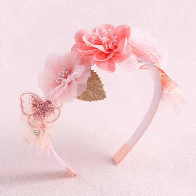Sweet Simulation flowers pink color cute headband for kids