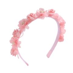 INS sweet pink color fabric flower headband