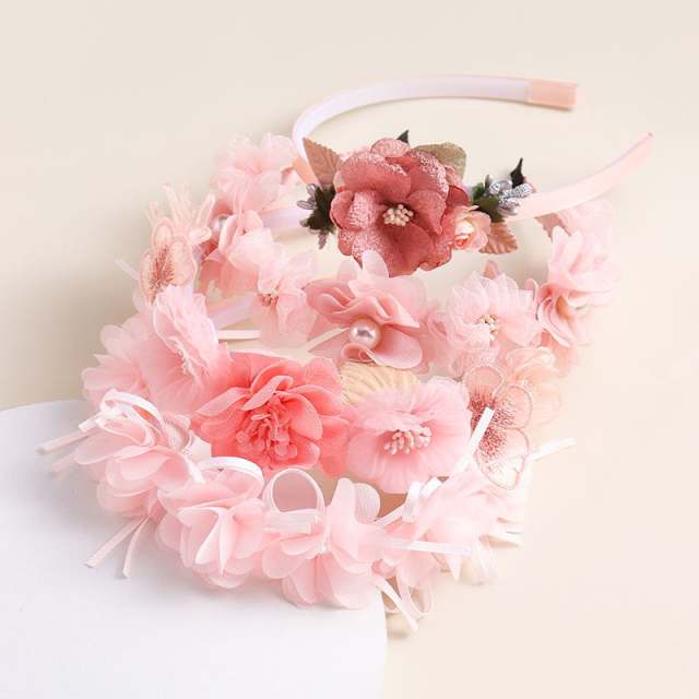 Sweet Simulation flowers pink color cute headband for kids