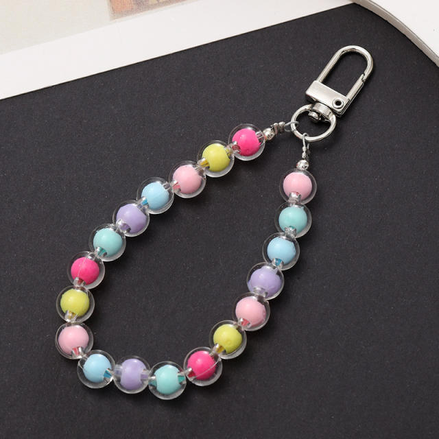 Sweet acrylic bead cute bear heart keychain bag accessory