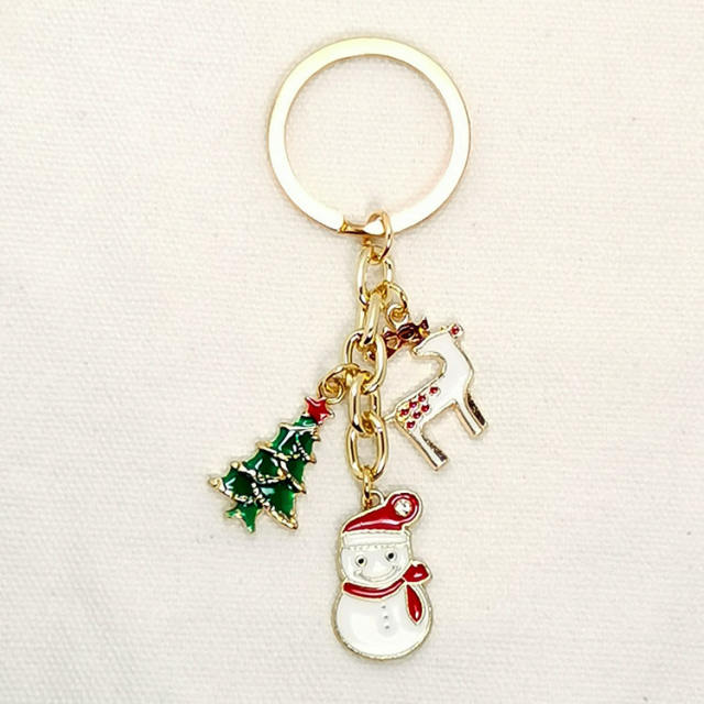 Color enamel snowflake christmas gift keychain