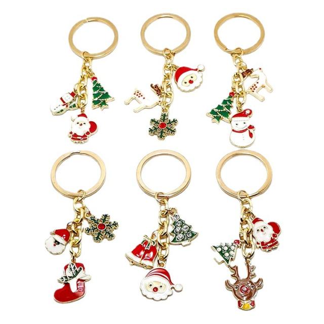 Color enamel snowflake christmas gift keychain