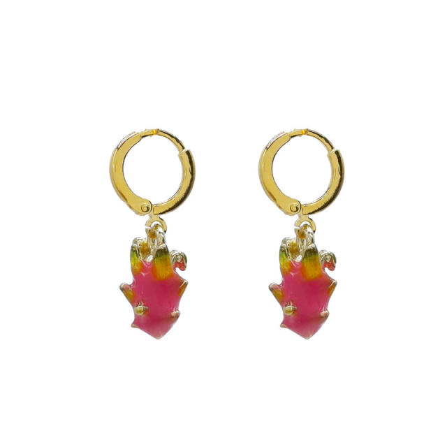 Summer colorful seed bead cute fruit design hoop earrings huggie earrings